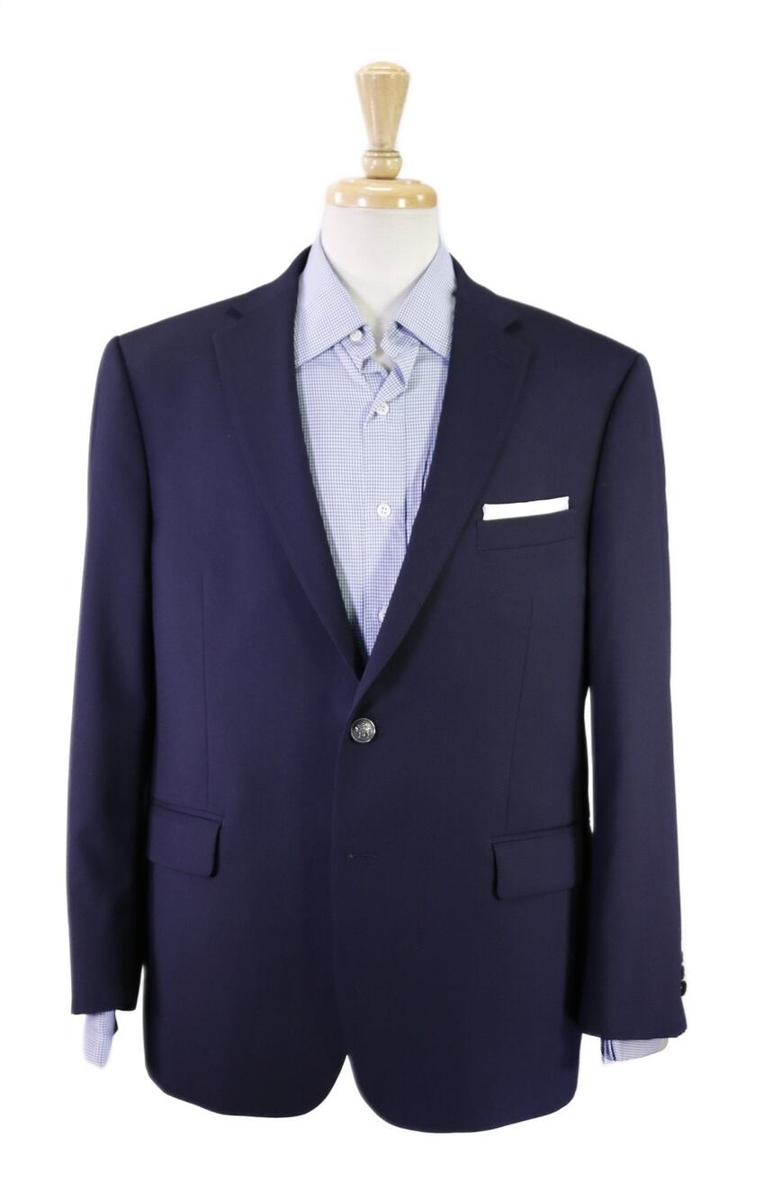 Hart Schaffner Marx Current Navy Blue Metal Button 2-Btn Wool Blazer Jacket 44S